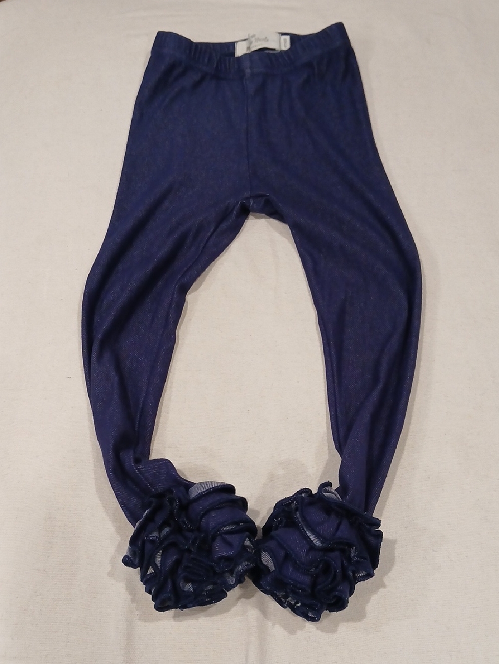 Girls' Navy Ruffle Cuff Leggings